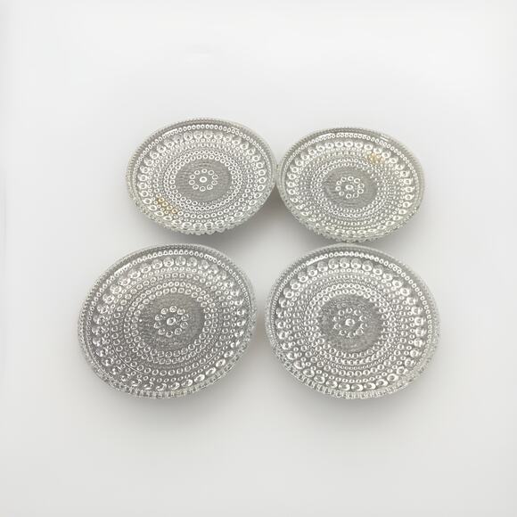 Set Of 4 Vintage ARABIA Finland KASTEHELMI Glass Coasters-Oiva Toikka - 3 3/8”D - Picture 1 of 9